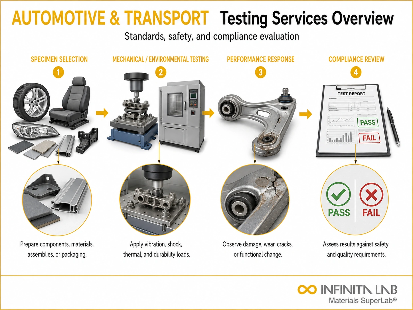 Infinita Engineering Visual showing Automotive Transportation Testing transport / distribution simulation workflow for automotive & transportation testing services: standards, safety & compliance.