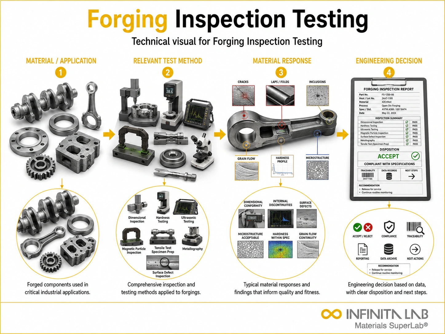 Infinita Engineering Visual showing Forging Inspection Testing general technical visual / needs light review workflow for forging inspection testing.