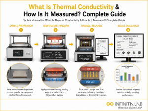 Infinita Engineering Visual showing What Is Thermal thermal properties workflow for what is thermal conductivity & how is it measured? complete guide.