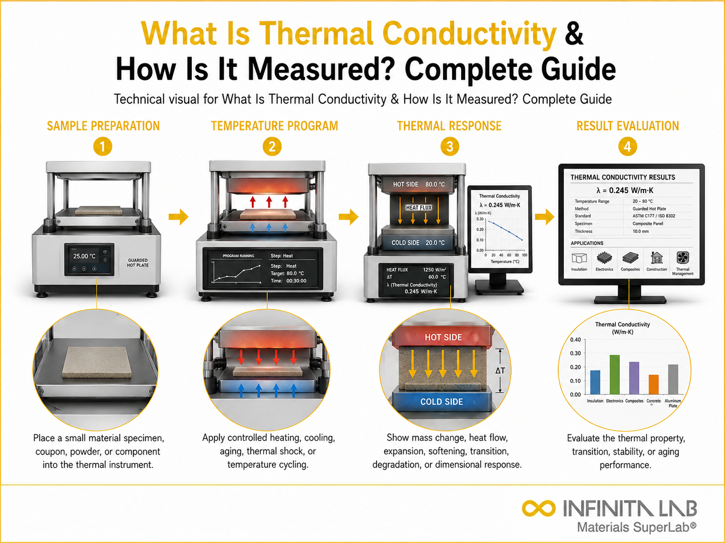 Infinita Engineering Visual showing What Is Thermal thermal properties workflow for what is thermal conductivity & how is it measured? complete guide.