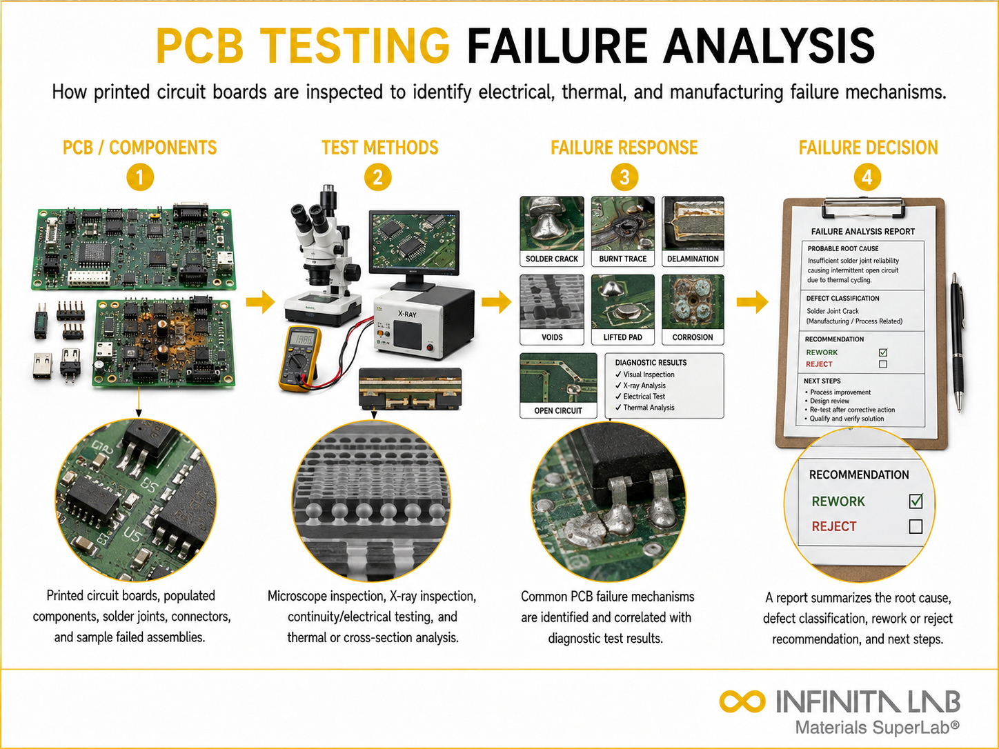 Infinita Engineering Visual showing Pcb Testing Failure general technical visual / needs light review workflow for pcb testing failure analysis.