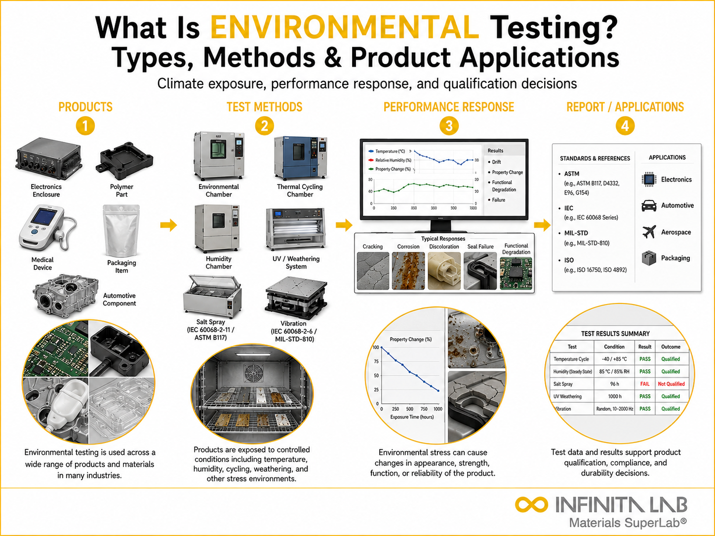 Infinita Engineering Visual showing What Is Environmental general testing / industry guide workflow for what is environmental testing? types, methods & product applications.