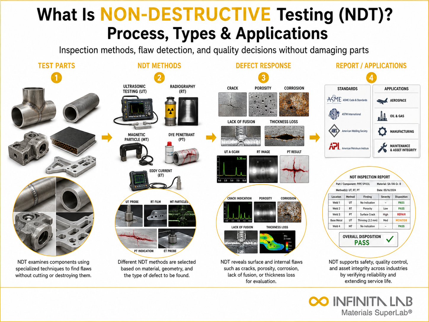 Infinita Engineering Visual showing What Is Non general testing / industry guide workflow for what is non-destructive testing (ndt)? process, types & applications.