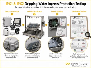 Infinita Engineering Visual showing Ipx1 Ipx2 Dripping general technical visual / needs light review workflow for ipx1 & ipx2 dripping water ingress protection testing.