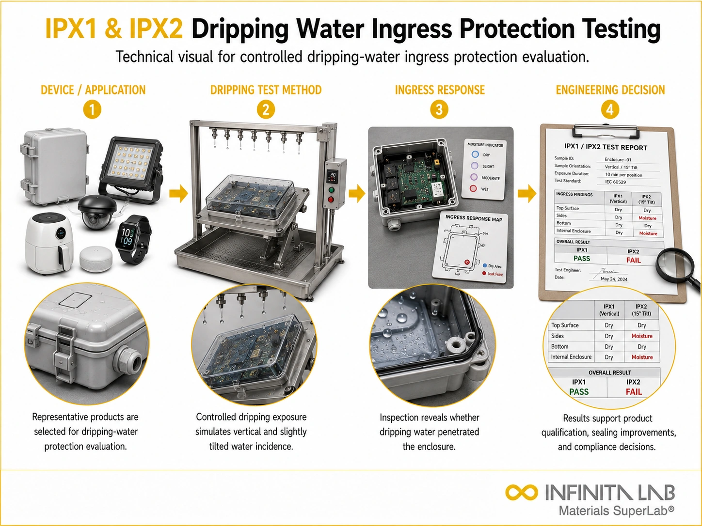 Ipx1 Ipx2 Dripping Water Ingress Protection Testing Services