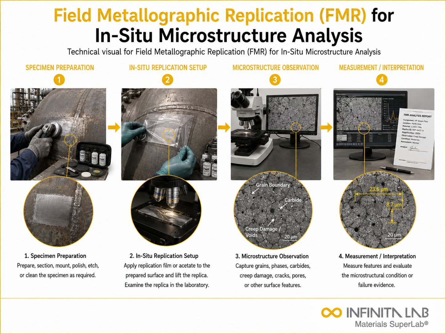 Field Metallographic Replication (FMR) for In-Situ Microstructure Analysis