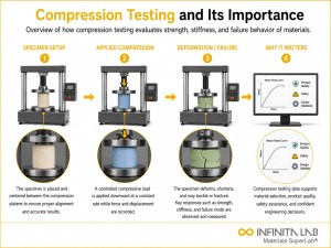 Infinita Engineering Visual showing Compression Testing And compression / crush workflow for compression testing and its importance.