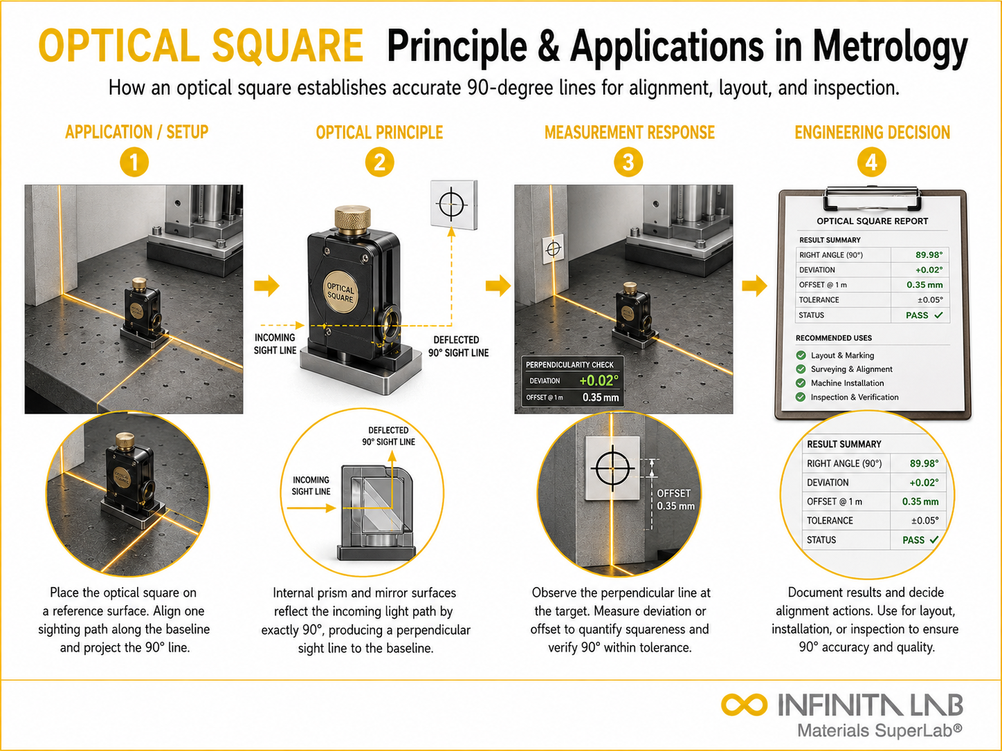 Infinita Engineering Visual showing What Is An general testing / industry guide workflow for what is an optical square in metrology? principle & applications.