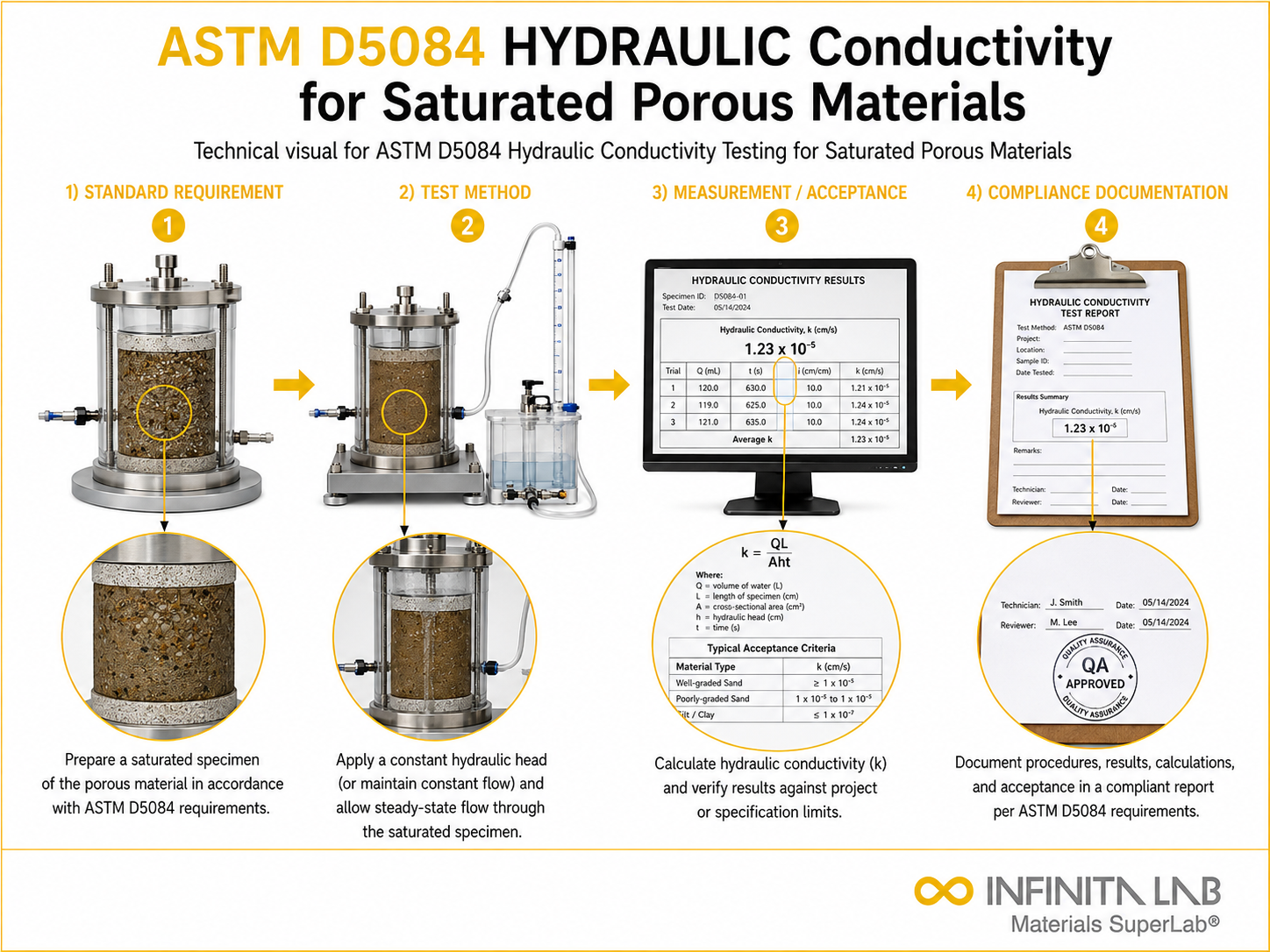 ASTM D5084 Hydraulic Conductivity Testing for Saturated Porous Materials