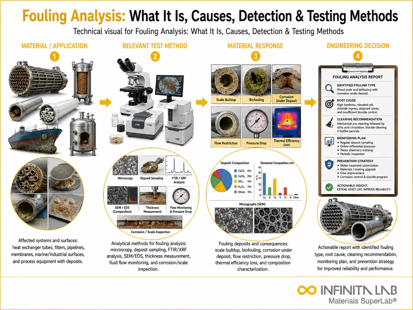 Infinita Engineering Visual showing Fouling Analysis What general testing / industry guide workflow for fouling analysis: what it is, causes, detection & testing methods.