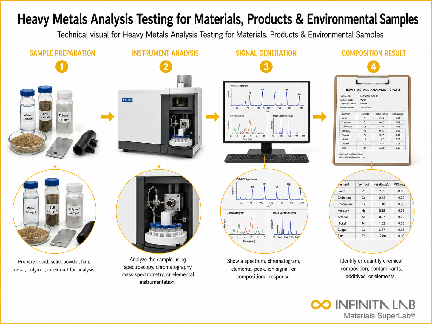 Heavy Metals Analysis Testing for Materials, Products & Environmental Samples