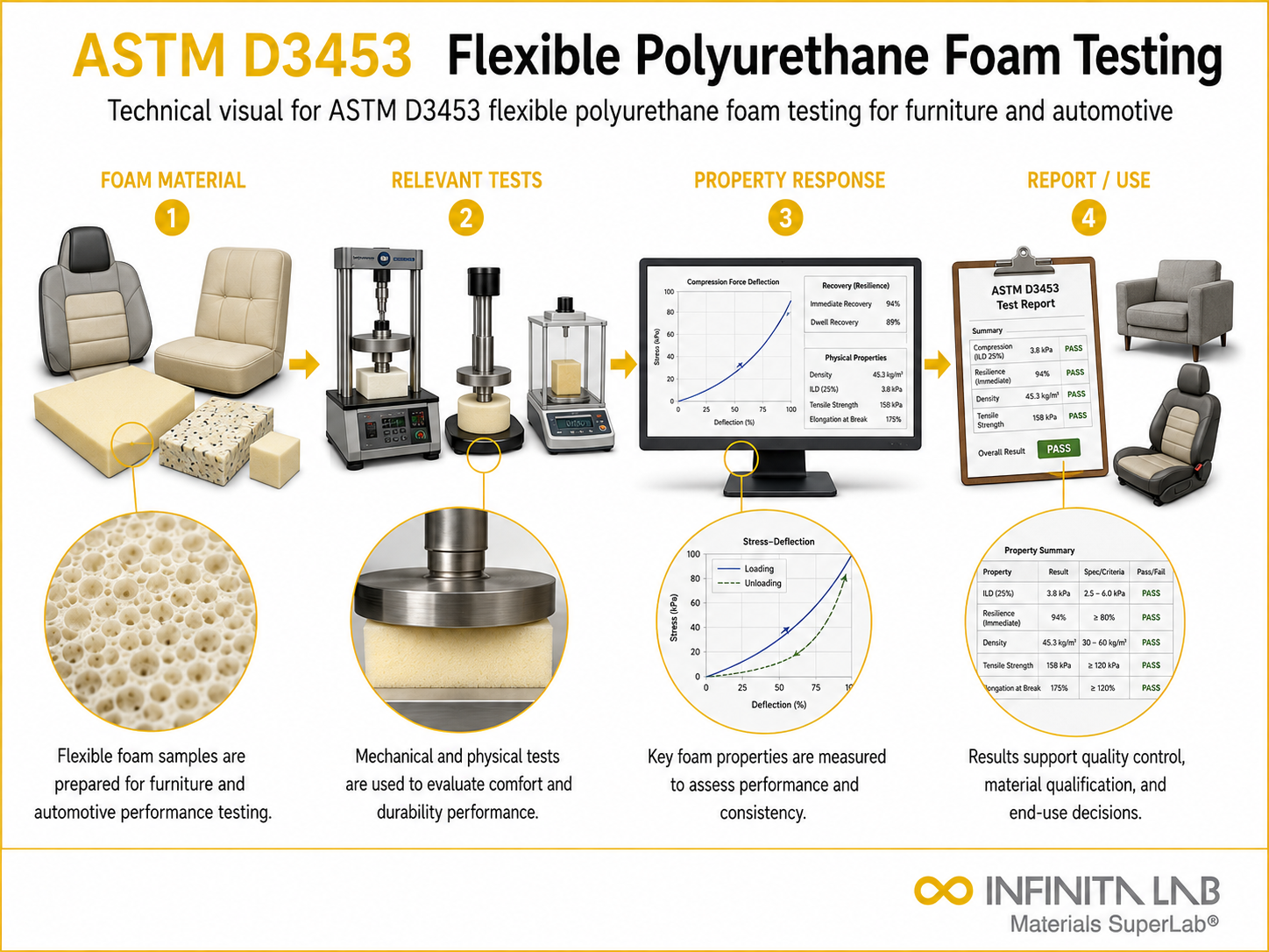 ASTM D3453 Flexible Polyurethane Foam Testing for Furniture & Automotive