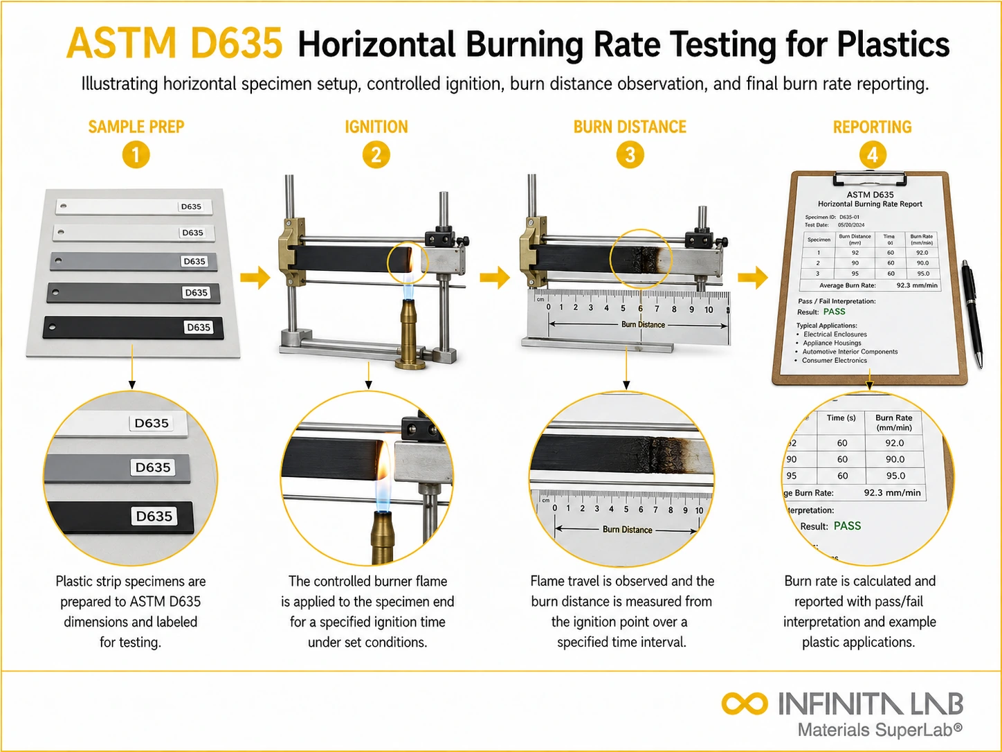 ASTM D635 Horizontal Burning Rate Testing for Plastics