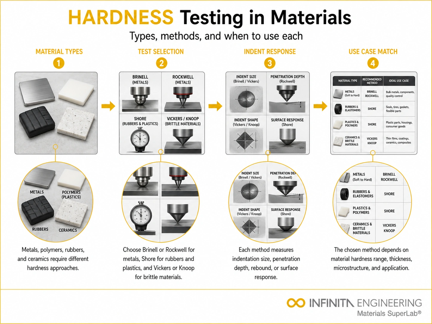 Infinita Engineering Visual showing Hardness Testing In hardness / indentation workflow for hardness testing in materials: types, methods & when to use each.