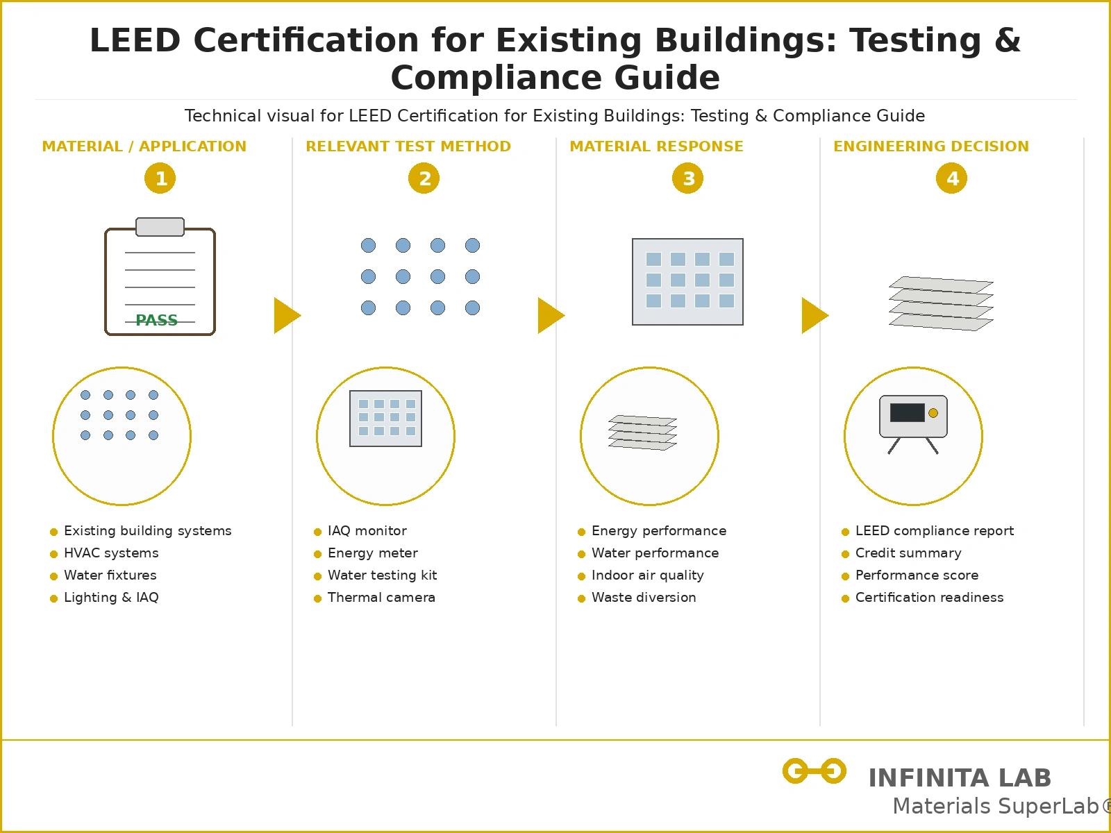 Infinita Engineering Visual showing Leed Certification For general testing / industry guide workflow for leed certification for existing buildings: testing & compliance guide.