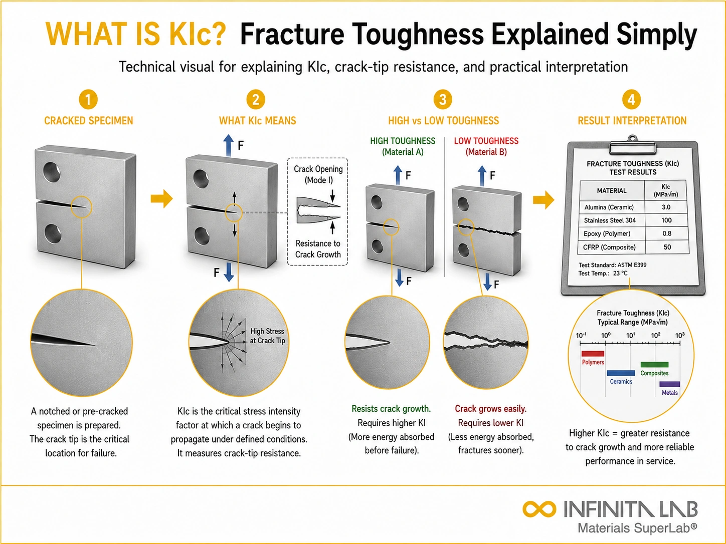 Infinita Engineering Visual showing What Is Kic fracture / crack growth workflow for what is kic? fracture toughness explained simply.