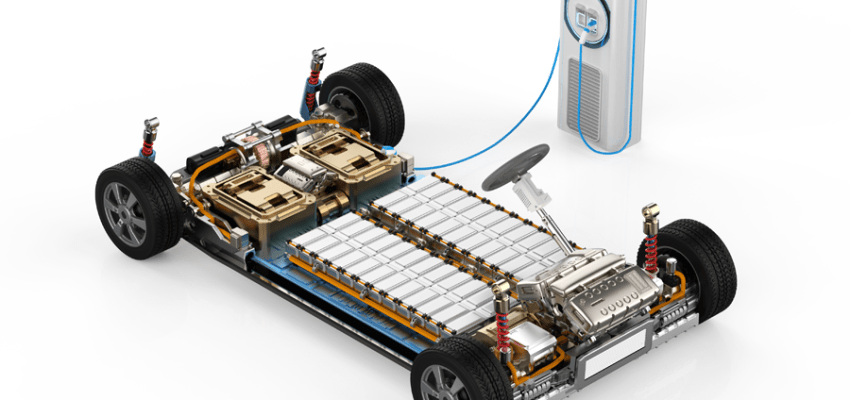 Lithium-ion EV battery cell undergoing mechanical crush and nail penetration safety testing