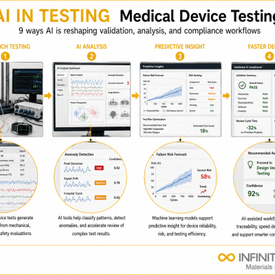 Infinita Engineering Visual showing 9 Ways Ai medical device / industry guide workflow for 9 ways ai is reshaping medical device testing.