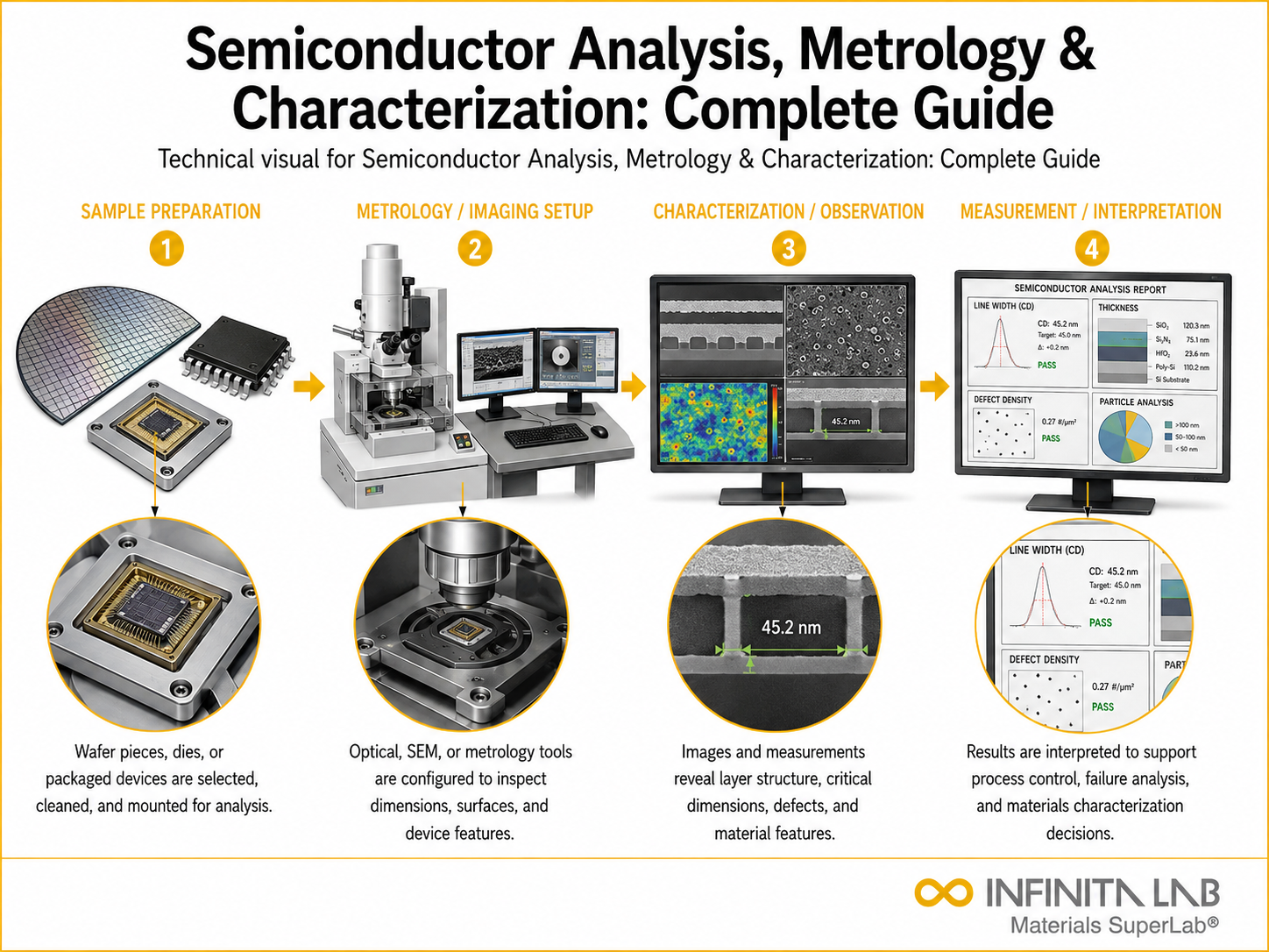 Infinita Engineering Visual showing Key Trends Shaping microscopy / imaging workflow for key trends shaping the semiconductor industry: technology & testing.