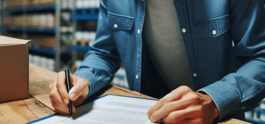 Quality control inspector reviewing test report data for metal component acceptance criteria