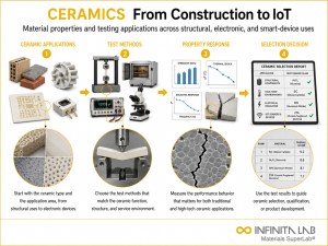 Infinita Engineering Visual showing Ceramics From Construction general testing / industry guide workflow for ceramics: from construction to iot — material properties & testing applications.