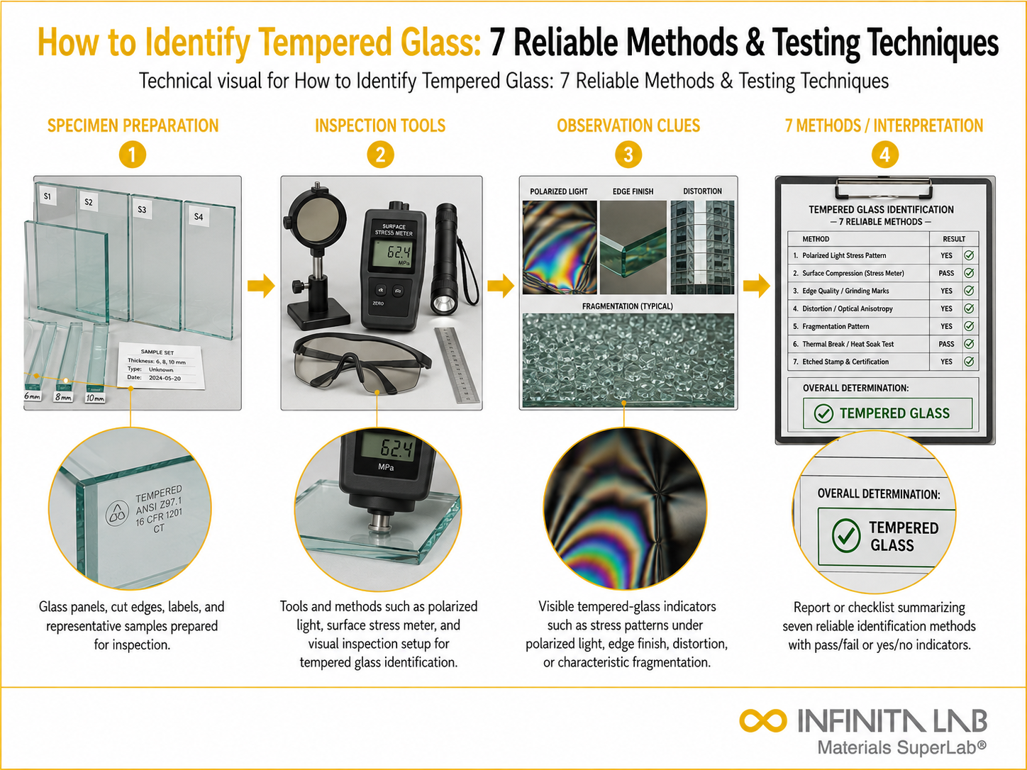 Infinita Engineering Visual showing How To Identify microscopy / imaging workflow for how to identify tempered glass: 7 reliable methods & testing techniques.