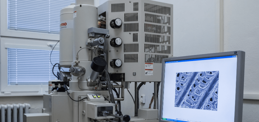 Image of a Scanning Electron Microscope (SEM) used for detailed material analysis and scientific research.