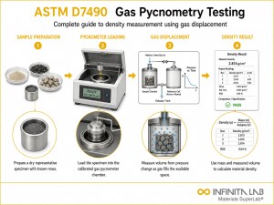 Infinita Engineering Visual showing ASTM D7490 general testing / industry guide workflow for astm d7490: gas pycnometry testing — complete guide.