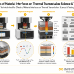 Infinita Engineering Visual showing Effects Of Material thermal analysis / heat testing workflow for effects of material interfaces on thermal transmission: science & testing.